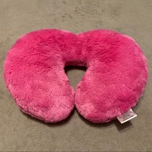 Kid Size Girls Travel Neck Pillow Fluffy Pink